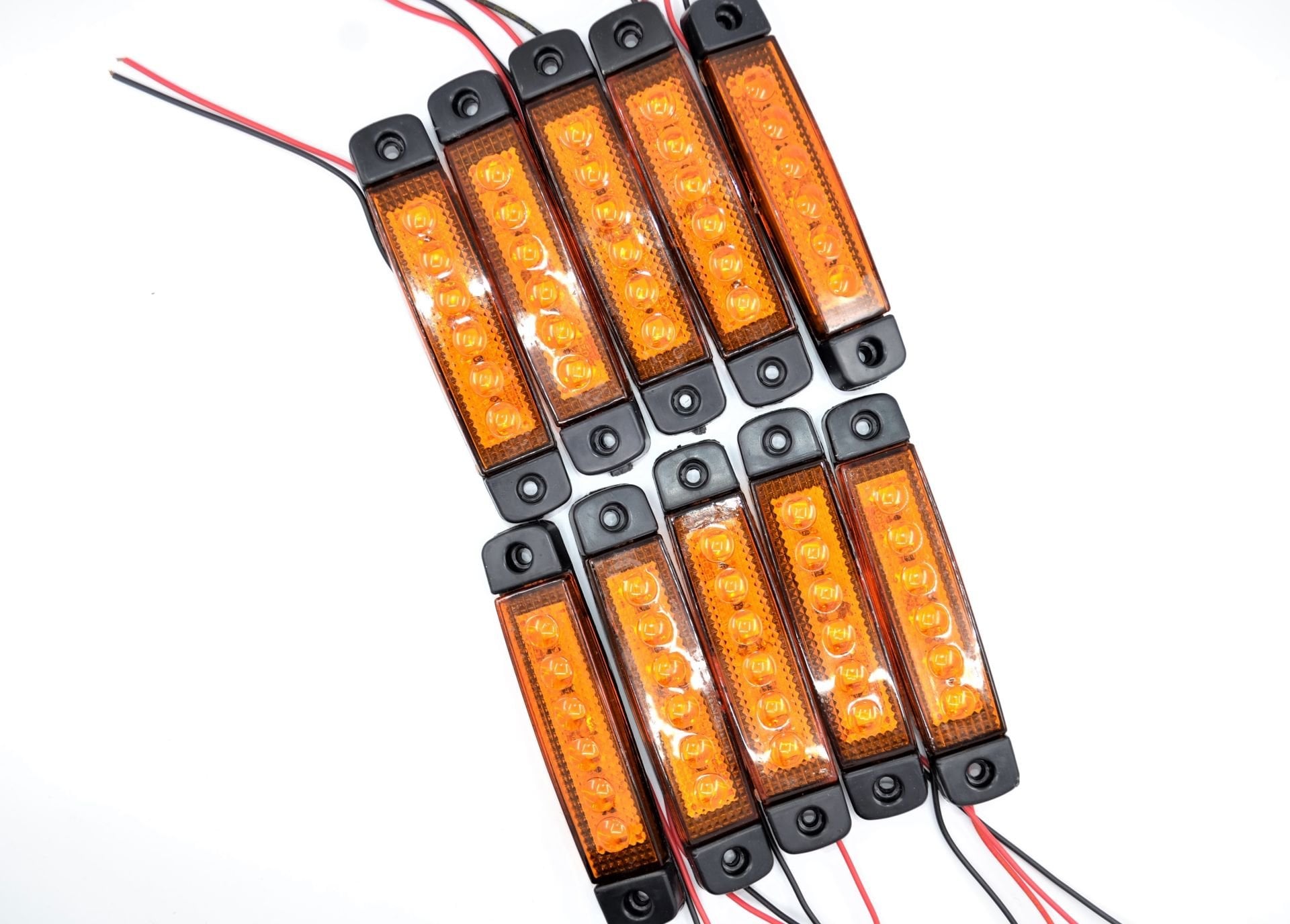 10 Adet Sarı Turuncu Parmak Lamba 6 Led Su Geçirmez 12V 24V