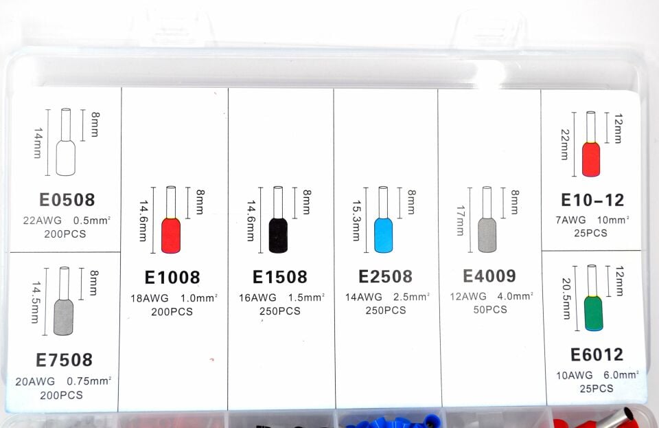 Kablo Yüksüğü Seti Karışık Kutulu 1200 Adet Renkli Yüksük MT-SET02