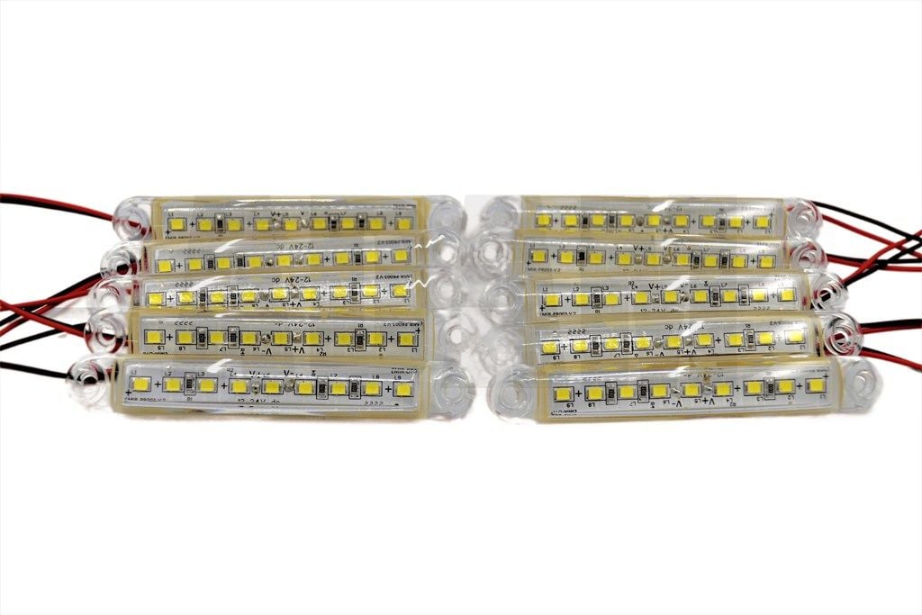 10 Adet Beyaz Parmak Lamba 9 Led Su Geçirmez 12V 24V