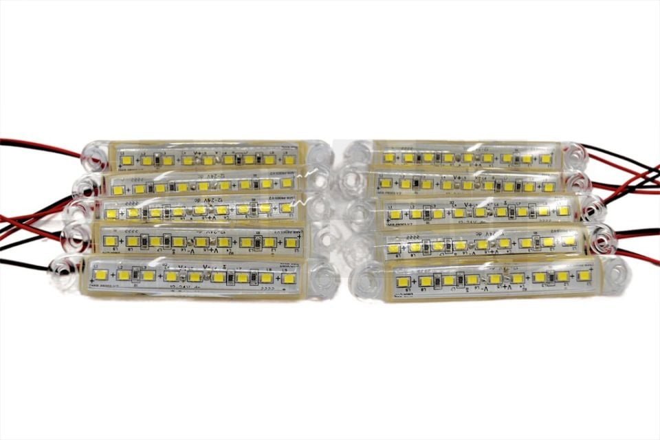 10 Adet Beyaz Parmak Lamba 9 Led Su Geçirmez 12V 24V