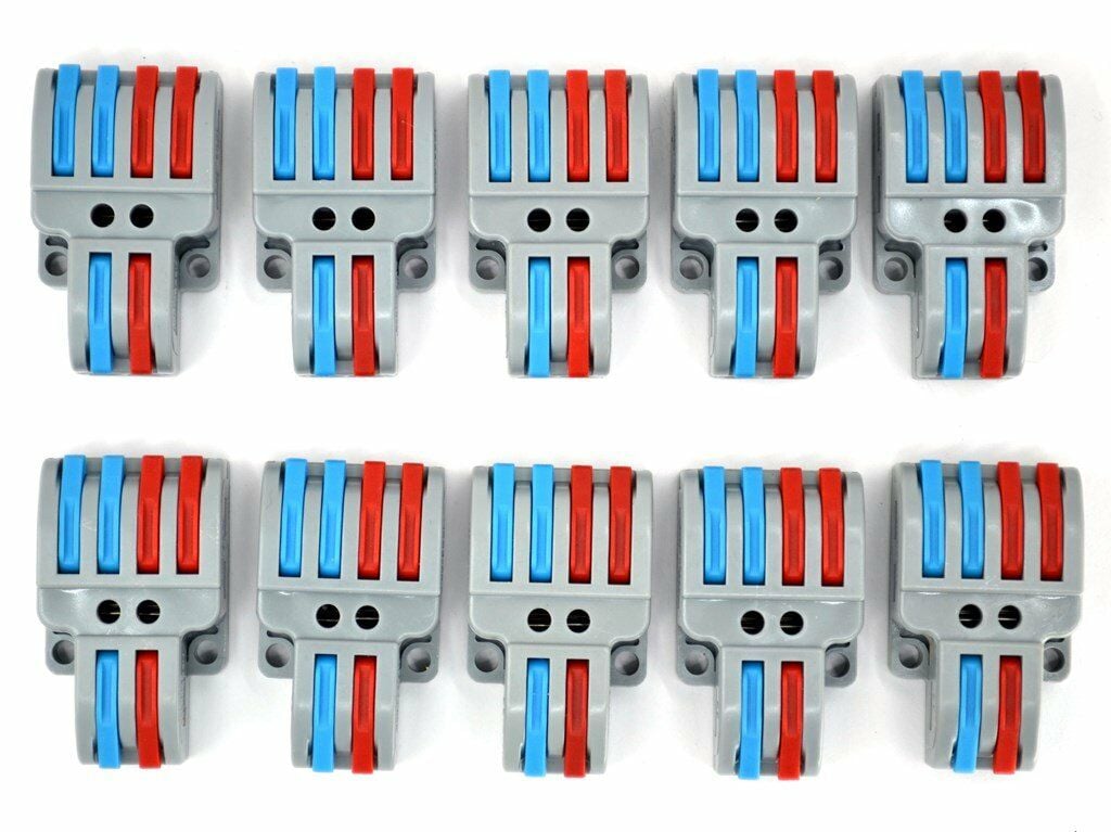 10 Adet 2 Giriş 2+2 Çıkış Kablo Konnektörü Mandallı Buat Klemensi MT-KL0204