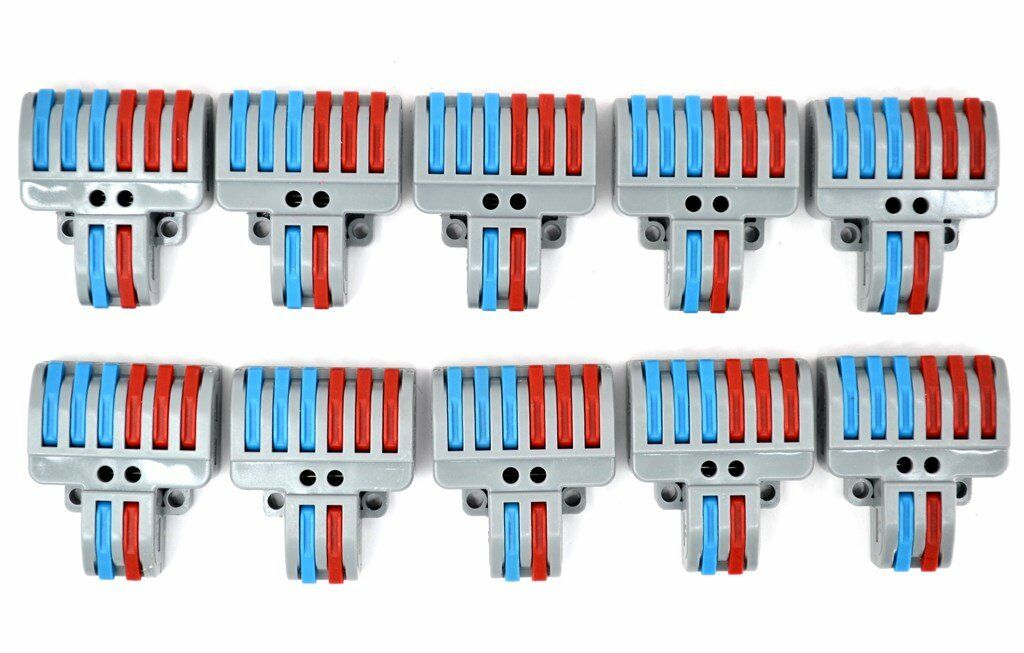 10 Adet 2 Giriş 3+3 Çıkış Kablo Konnektörü Mandallı Buat Klemensi MT-KL0206