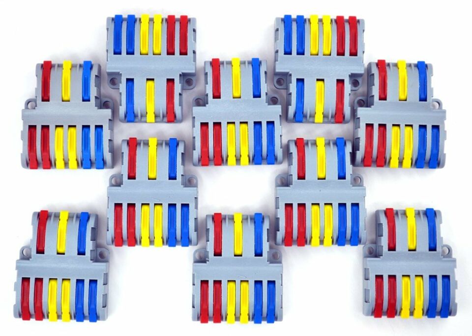 10 Adet 3 Giriş 2+2+2 Çıkış Kablo Konnektörü Mandallı Buat Klemensi MT-KL0306