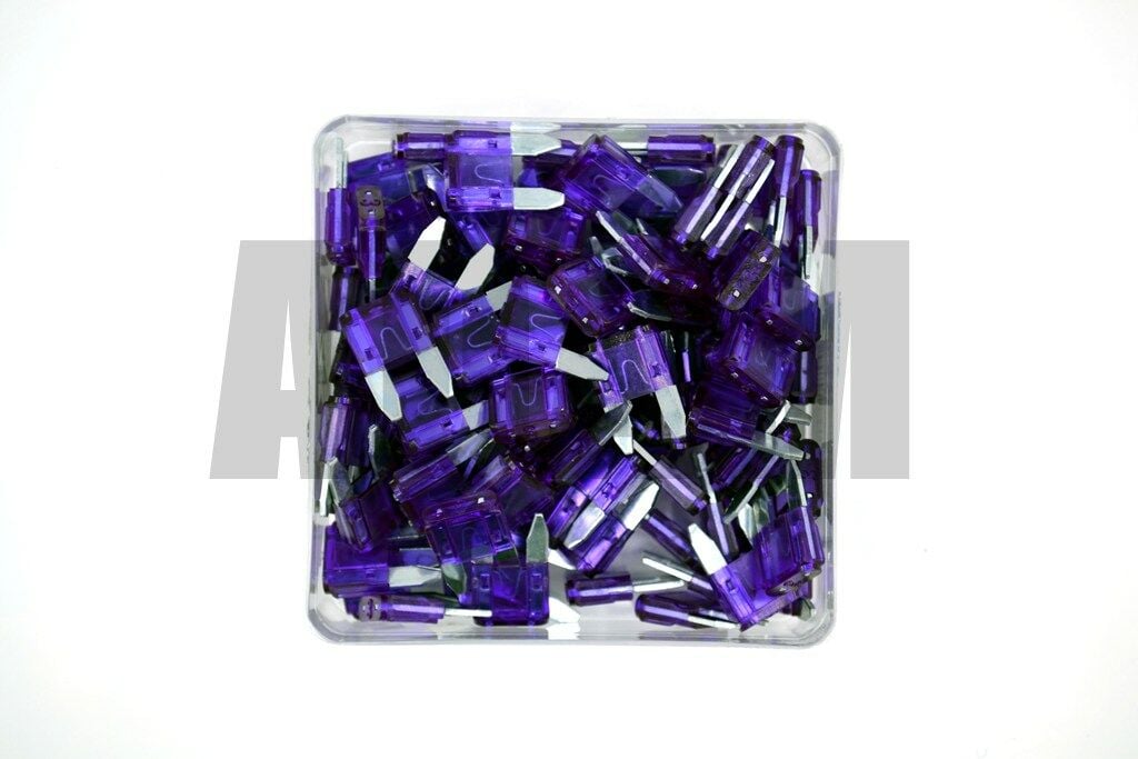 100 Adet 3A Mor Mini Oto Bıçak Sigorta 12V - 32V DC