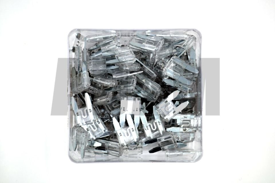 100 Adet 25A Şeffaf Beyaz Mini Oto Bıçak Sigorta 12V - 32V DC