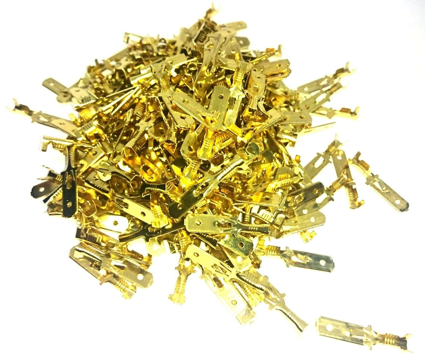 300 Adet 6.3 Uzun Erkek Sarı Fiş Prinç Terminal Tırnaklı Kablo Ucu (6,3 mm)