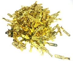 300 Adet 6,3 Uzun Erkek Sarı Fiş Prinç Terminal Tırnaklı Kablo Ucu