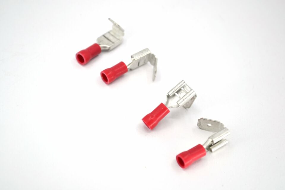 100 Adet 0,50-1,50mm Kablo Ucu 6,3 Erkek Dişi Dönüşlü Fiş Kırmızı Sıkmalı TPFDEG-1861