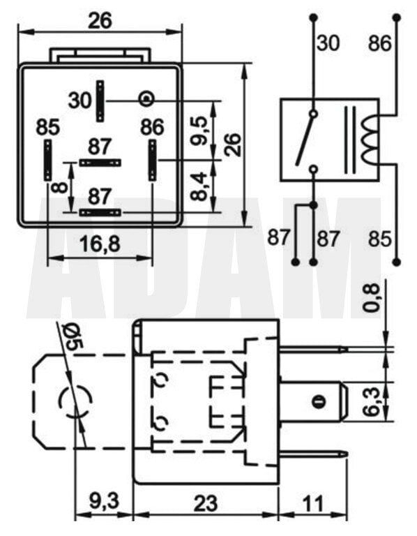 24V 30A Mini Röle 5 Fişli Çift 87 ELO 710230202