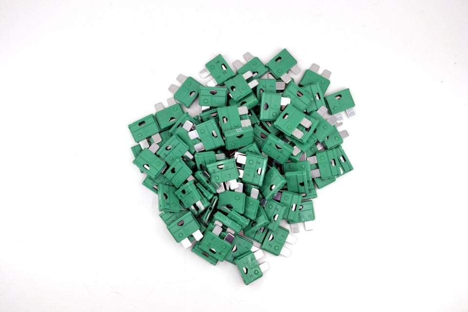 100 Adet 30 Amper Yeşil Standart Bıçak Sigorta 30A