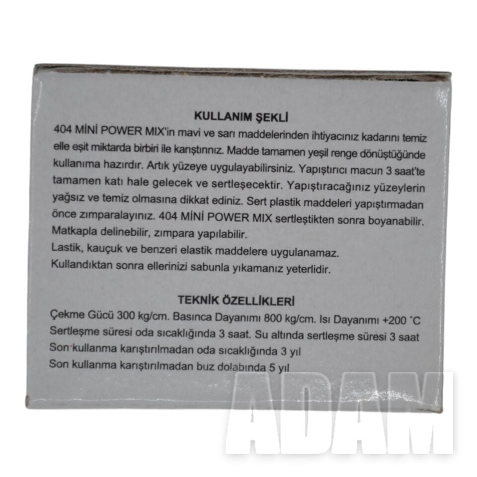 Power Mix Plastik Çelik Macun Yapıştırıcı 40Gr. Mavi-Sarı