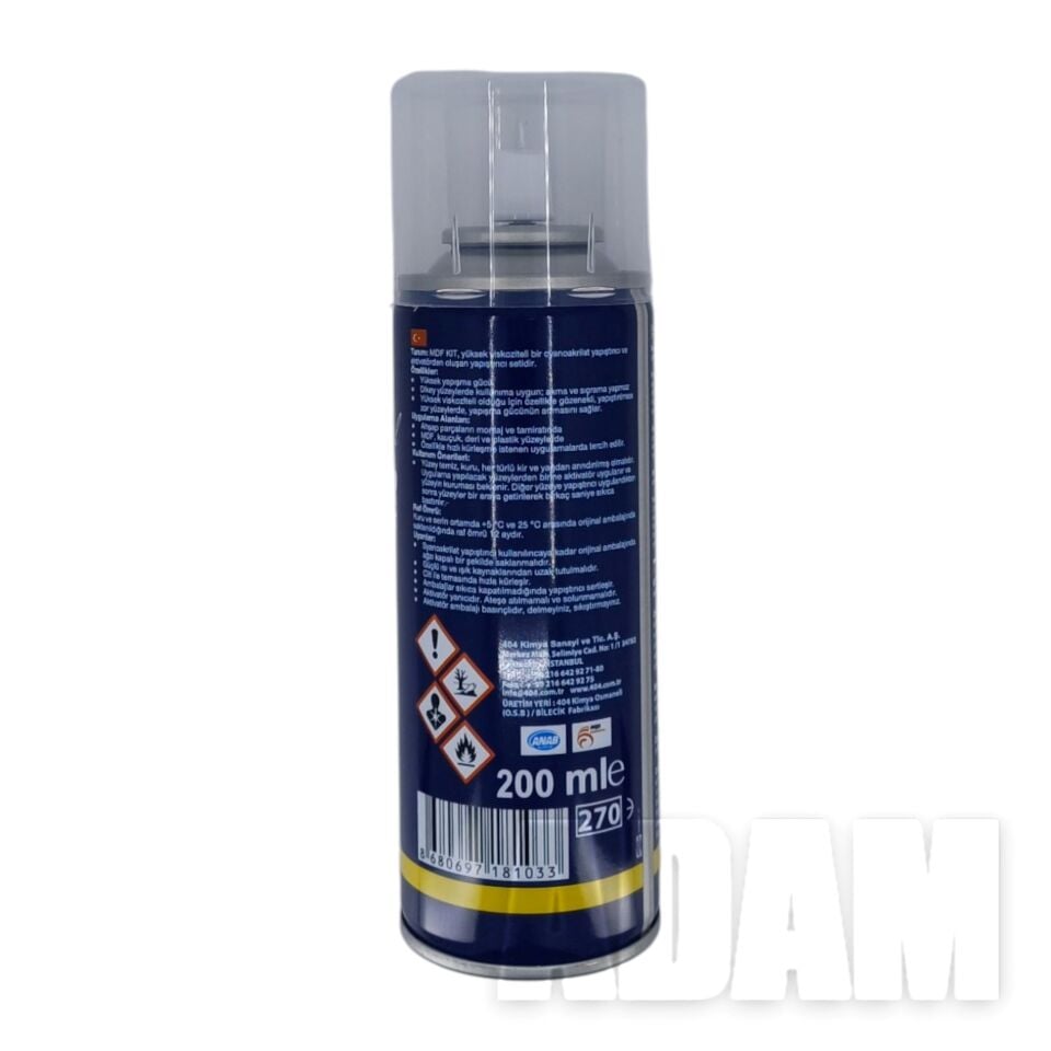 MDF Yapıştırıcı Hızlı Spreyli Kit 200ml Super Cyanoplast SKT 25.09.2026