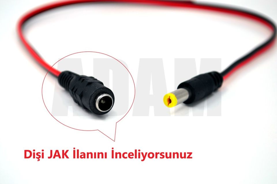 2,1mm DC Jak Dişi Fiş CCTV Power 20cm Kablolu