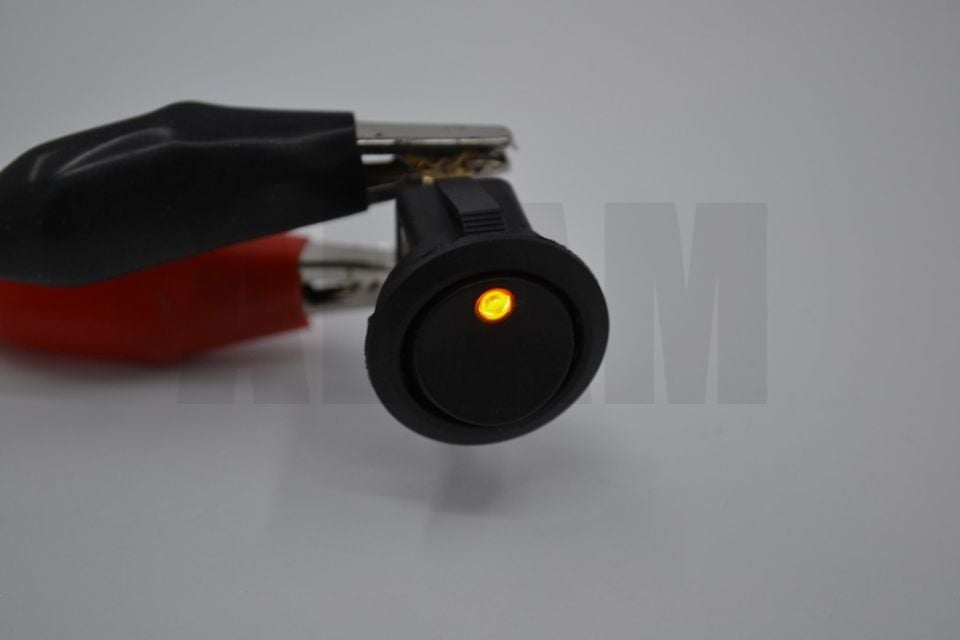 Yuvarlak Sarı Ledli Elektrik Anahtarı 1-0 Işıklı Rocker 12V