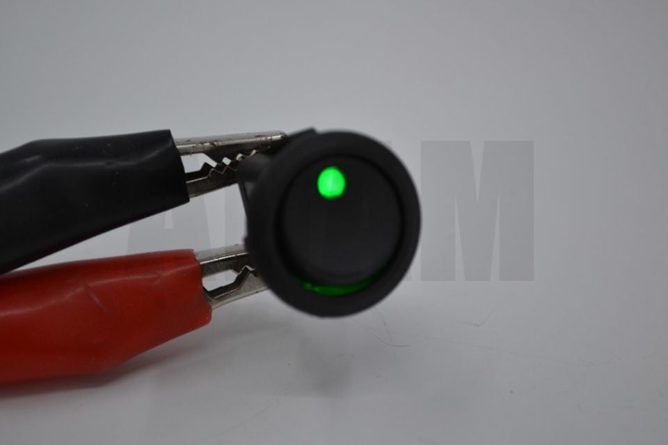 Yuvarlak Yeşil Ledli Elektrik Anahtarı 1-0 Işıklı Rocker 12V