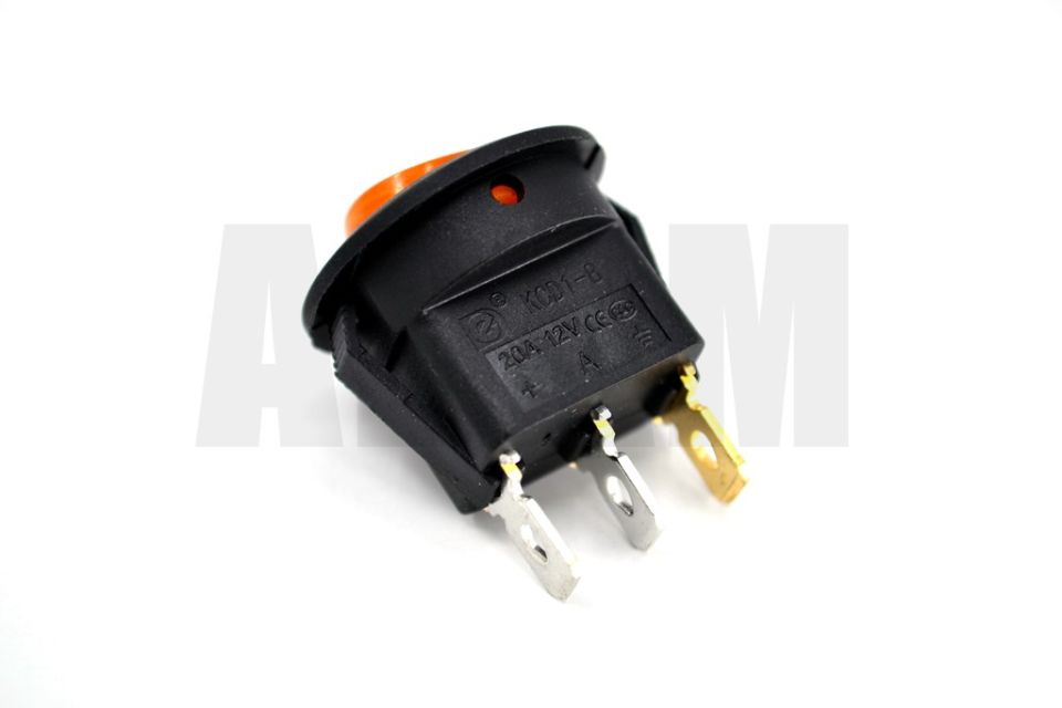 Yuvarlak Sarı Camlı Elektrik Anahtarı 1-0 Işıklı Rocker 12V