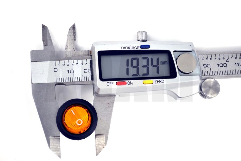 Yuvarlak Sarı Camlı Elektrik Anahtarı 1-0 Işıklı Rocker 12V