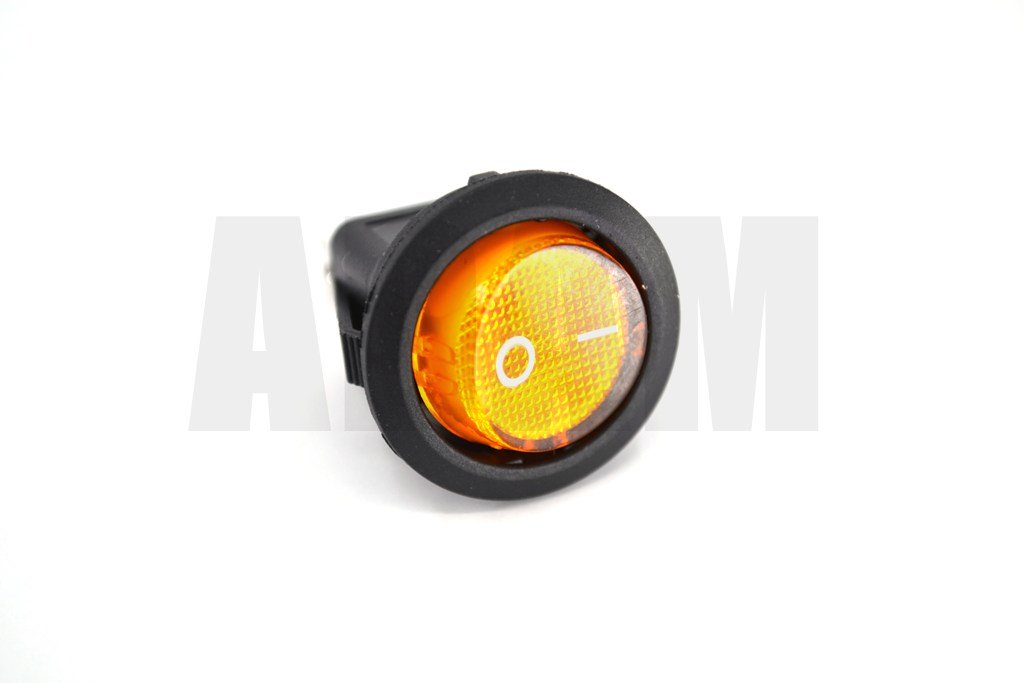Yuvarlak Sarı Camlı Elektrik Anahtarı 1-0 Işıklı Rocker 12V