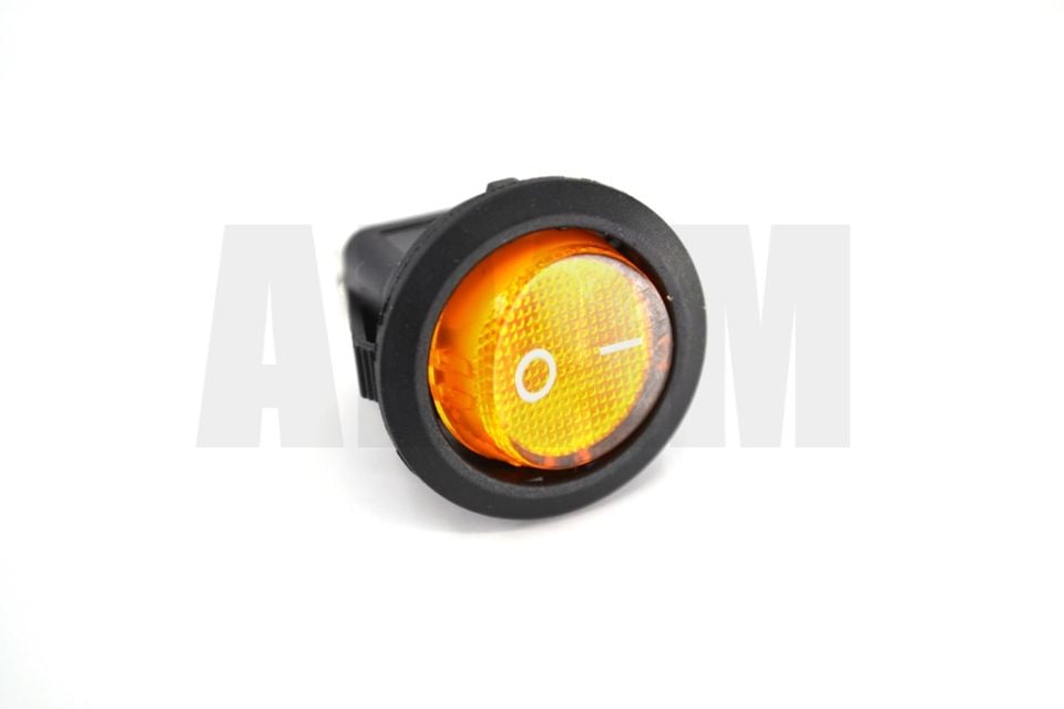 Yuvarlak Sarı Camlı Elektrik Anahtarı 1-0 Işıklı Rocker 12V