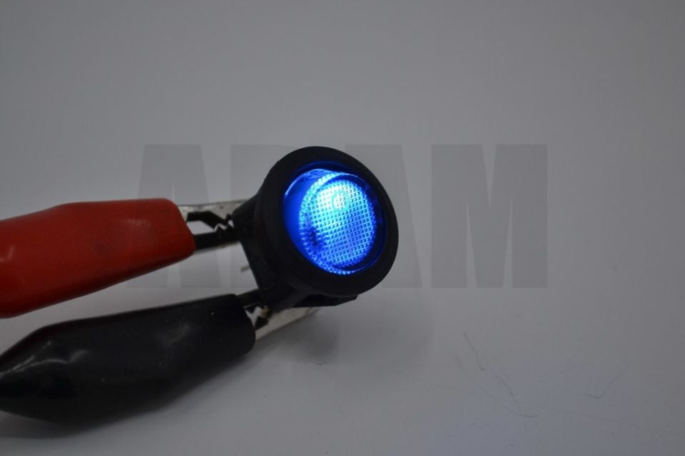 Yuvarlak Mavi Camlı Elektrik Anahtarı 1-0 Işıklı Rocker 12V