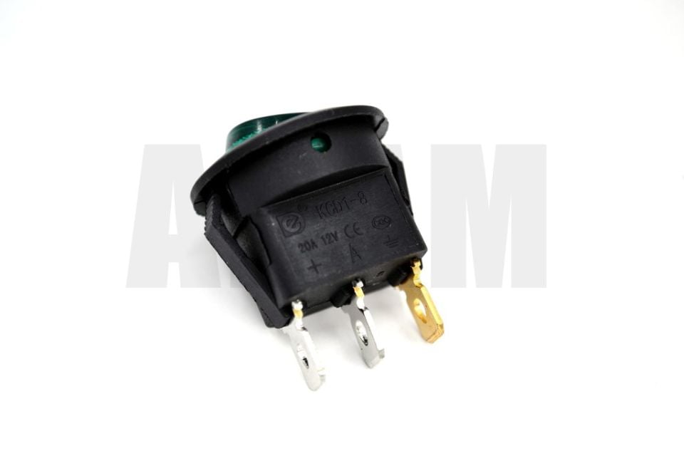 Yuvarlak Yeşil Camlı Elektrik Anahtarı 1-0 Işıklı Rocker 12V