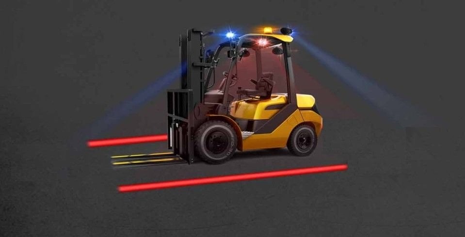 Red Zone Kırmızı Çizgi Forklift Güvenlik Uyarı Lambası 12V - 80V Led IP67 Mercekle Güçlendirilmiş Keskin Işıklı