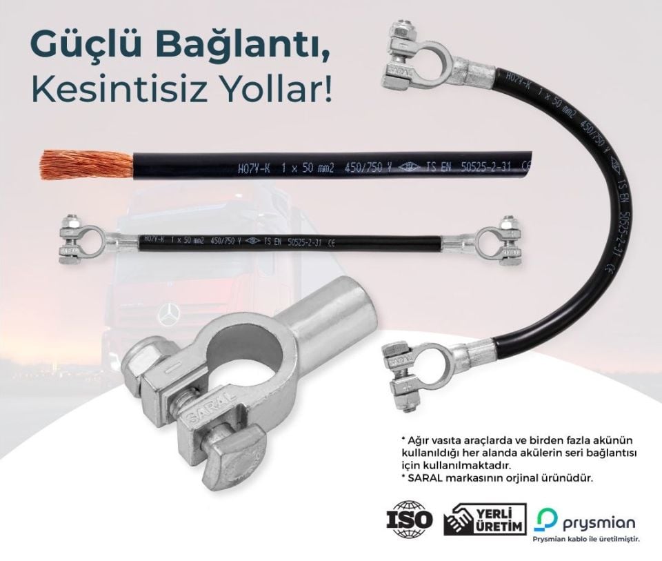50mm 25cm Kablolu Akü Kutup Başı Seri Paralel Bağlantı Terminali